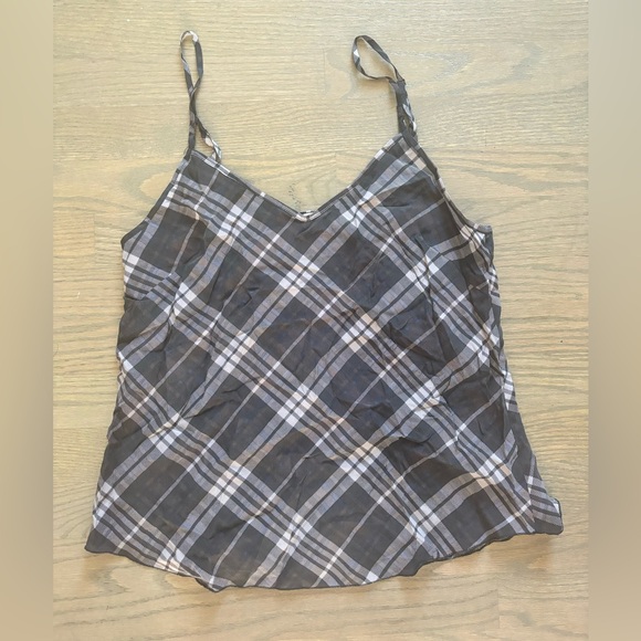 Aritzia Wilfred Minou Silk Camisole in Plaid women’s Medium Grey 100% silk tank - Picture 1 of 4